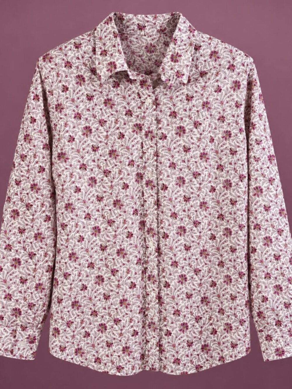 Lands’ End No Iron Pinpoint Oxford Floral Artsy Preppy Shirt Plus Size 20W